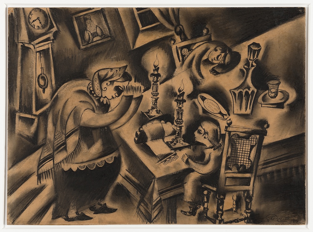 ״שטעטעל ביתי החרב הוא זיכרון״ (הדלקת נרות), יששכר בר ריבק, 1917